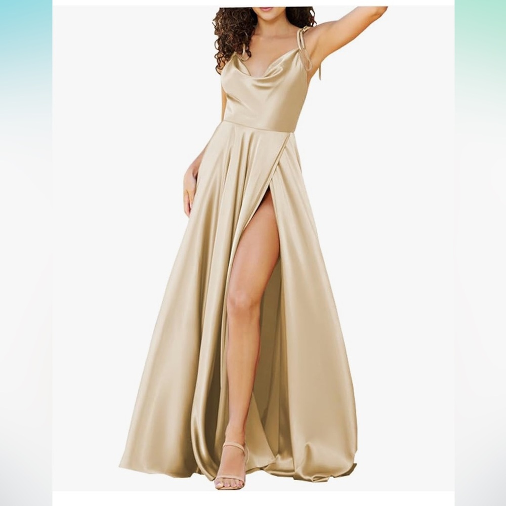 Vnaix Elegant Gold Evening Gown Size 4